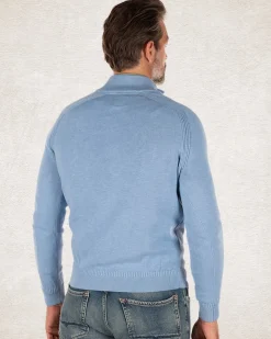 Cotton half zip pullover - Pale Blue