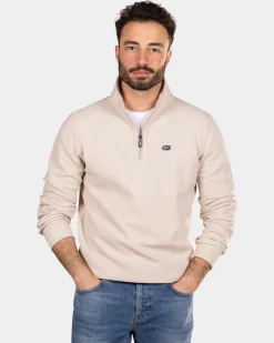 Cotton half zip sweater - Shimmering Sand
