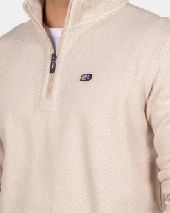 Cotton half zip sweater - Shimmering Sand