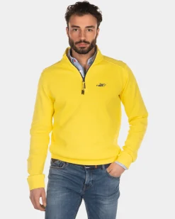 Cotton half zip sweater - Country Yellow