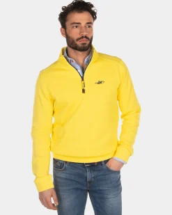Cotton half zip sweater - Country Yellow