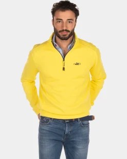 Cotton half zip sweater - Country Yellow