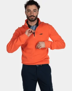 Cotton half zip sweater - Burned Orange