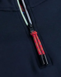 Cotton jumper with zipper Urenui - Reef Navy