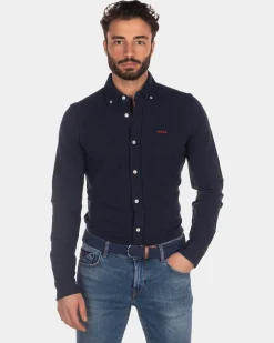 Cotton knitted shirt - Industrial Navy