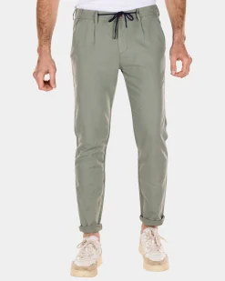 Cotton linen chino - Mellow Army