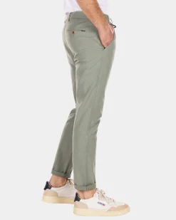 Cotton linen chino - Mellow Army