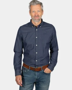 Cotton long sleeve shirt Upper Mangatawhiri - Ink Navy