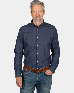Cotton long sleeve shirt Upper Mangatawhiri - Ink Navy