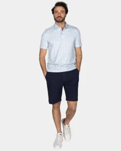 Cotton Pastel Blue Polo with a print of small polka dots