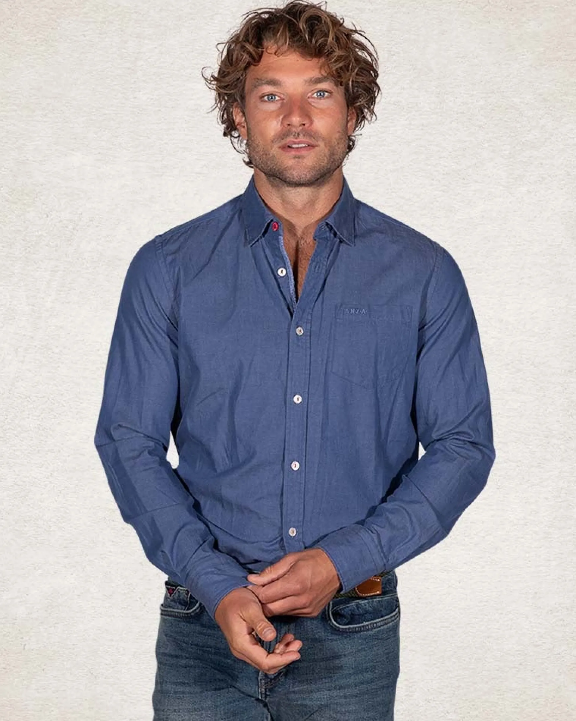 Cotton plain shirt - Bright Water Blue