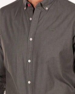 Cotton plain shirt - Smoked Green