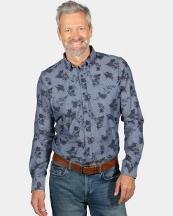Cotton printed shirt South Mavora - Storm Blue