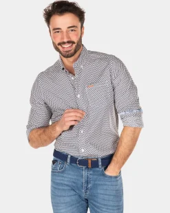 Cotton shirt with dots - Dusk Navy