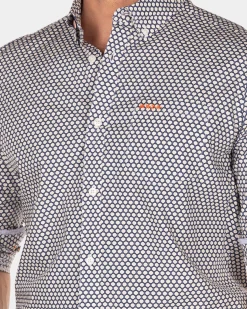 Cotton shirt with dots - Dusk Navy
