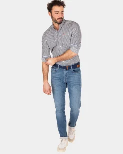 Cotton shirt with dots - Dusk Navy