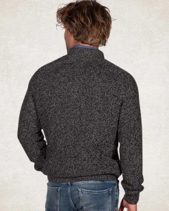Cotton solid coloured half zip pullover - Smoked Green
