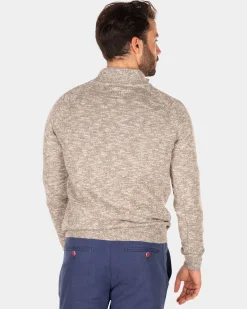 Cotton solid coloured jumper with half zip - Misty Army