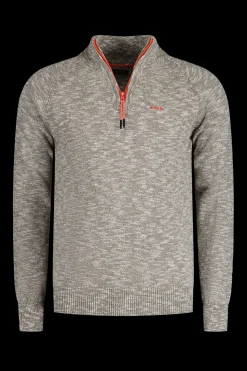 Cotton solid coloured jumper with half zip - Misty Army