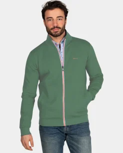 Cotton stretch cardigan - Amazon Green