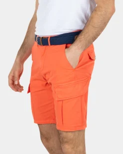 Cotton stretch cargo shorts - Burned Orange