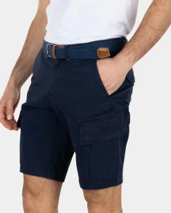 Cotton stretch cargo shorts - Key Navy