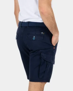 Cotton stretch cargo shorts - Key Navy