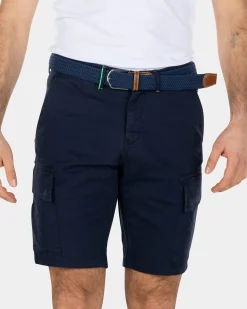 Cotton stretch cargo shorts - Key Navy
