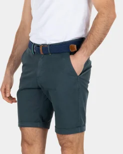 Cotton stretch chino shorts - Green Grey