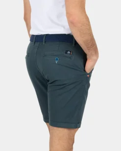Cotton stretch chino shorts - Green Grey