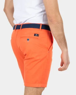 Cotton stretch chino shorts - Burned Orange