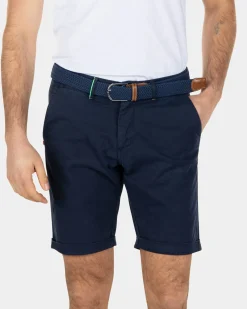 Cotton stretch chino shorts - Key Navy