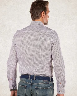 Cotton stretch shirt with all over print - Sahara Sand