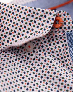 Cotton stretch shirt with all over print - Sahara Sand