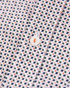 Cotton stretch shirt with all over print - Sahara Sand