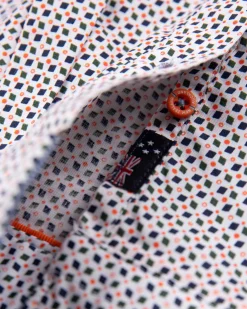 Cotton stretch shirt with all over print - Sahara Sand