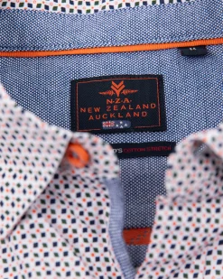 Cotton stretch shirt with all over print - Sahara Sand