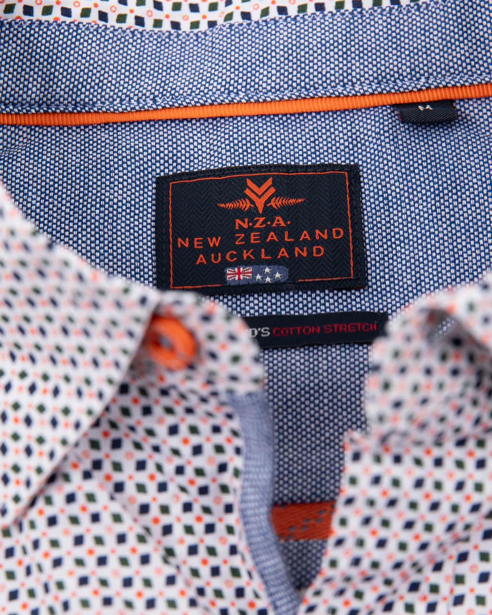 Cotton stretch shirt with all over print - Sahara Sand