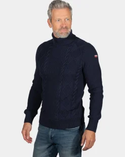 Cotton turtle neck jumper Erskine - Ink Navy