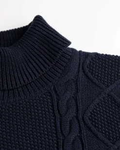 Cotton turtle neck jumper Erskine - Ink Navy