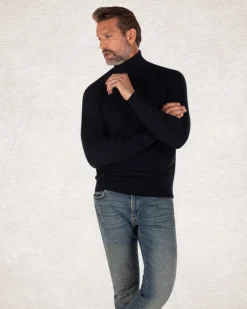Cotton turtleneck jumper - Charcoal Navy