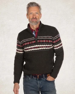 Cotton wool half zip pullover - Smoked Green