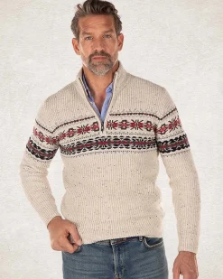 Cotton wool half zip pullover - Milky Ecru