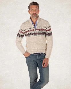 Cotton wool half zip pullover - Milky Ecru