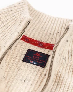 Cotton wool half zip pullover - Milky Ecru