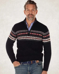 Cotton wool half zip pullover - Pitch navy