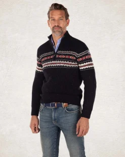 Cotton wool half zip pullover - Pitch navy
