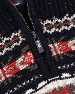 Cotton wool half zip pullover - Pitch navy