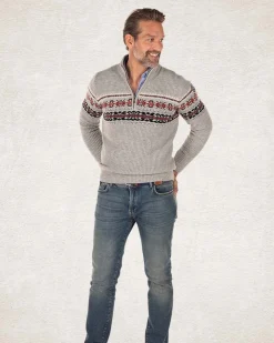 Cotton wool half zip pullover - Grey Melange