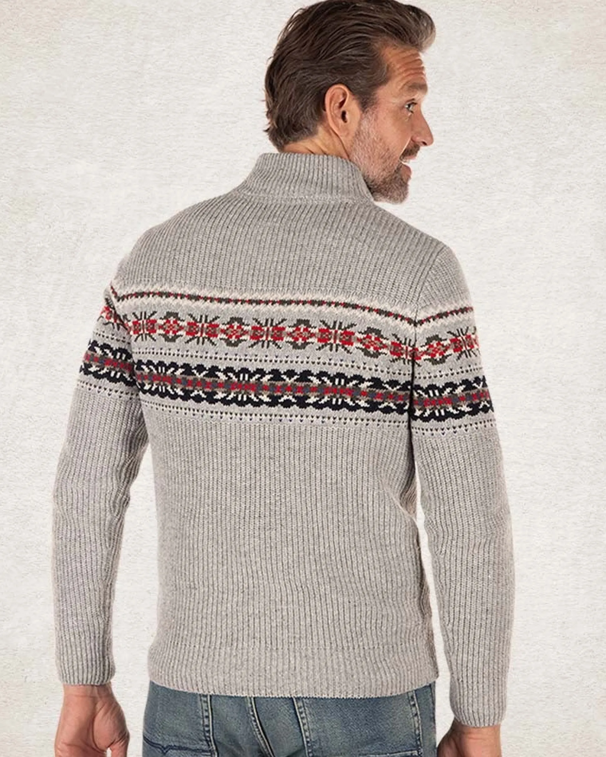 Cotton wool half zip pullover - Grey Melange